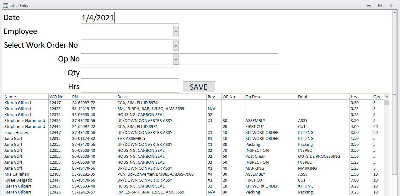 Labor Entry Labor Entry