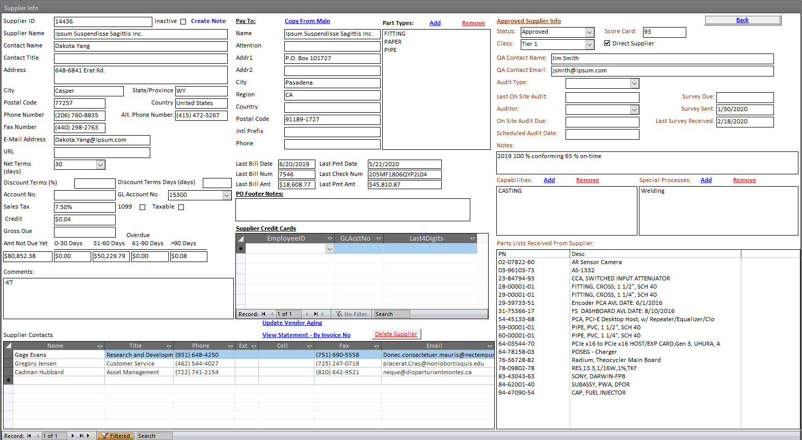 Quote Management Main Information