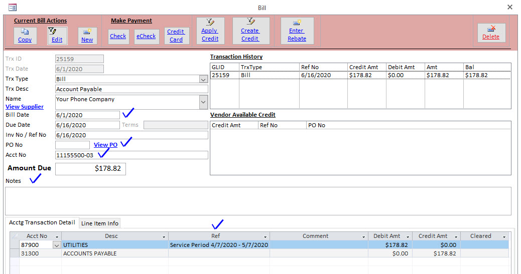 Account Payable Bill Account Payable Bill Example