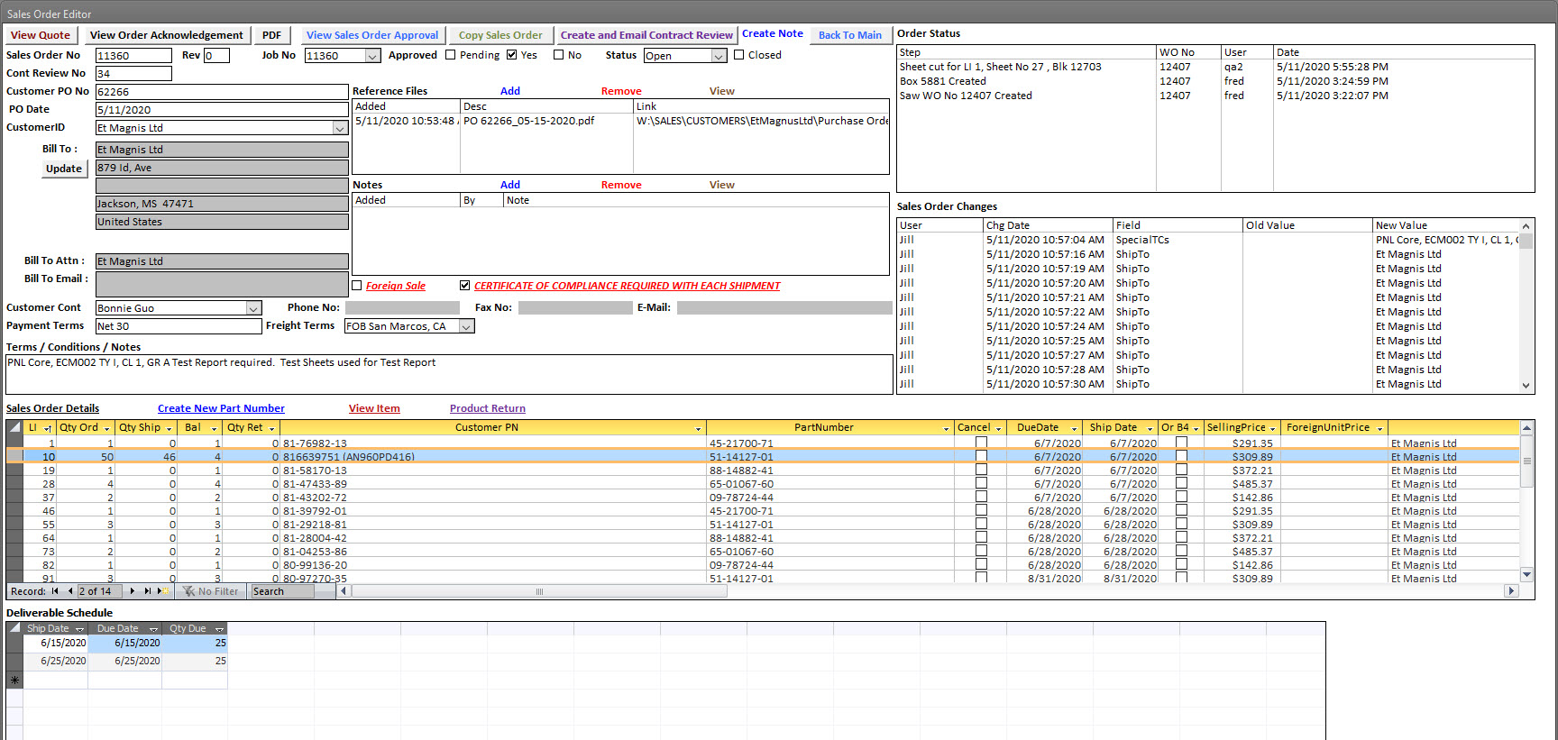 Order Managment Info Order Management Sales Order